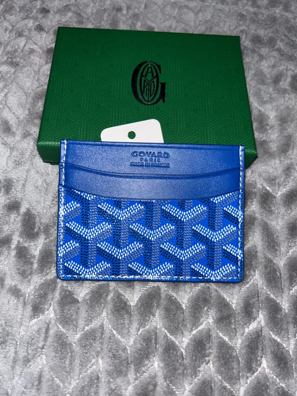 Goyard Electric Blue Card Holder with Signature Goyardine Pattern